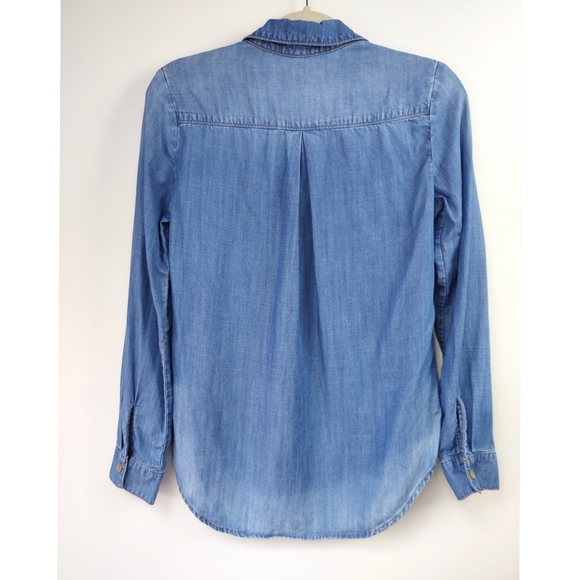 Anthropologie Cloth & Stone Chambray Lace Up Top Size XS - Picture 3 of 11